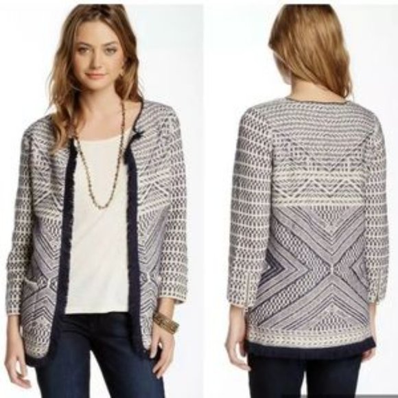 Lucky Brand Navy Fringe Open Sweater Coat SZ S - Picture 8 of 9